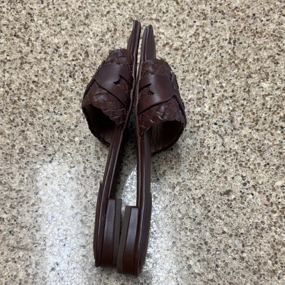 Lauren Ralph Lauren Alegra Woven Leather Brown Slide Sandals - Picture 6 of 10